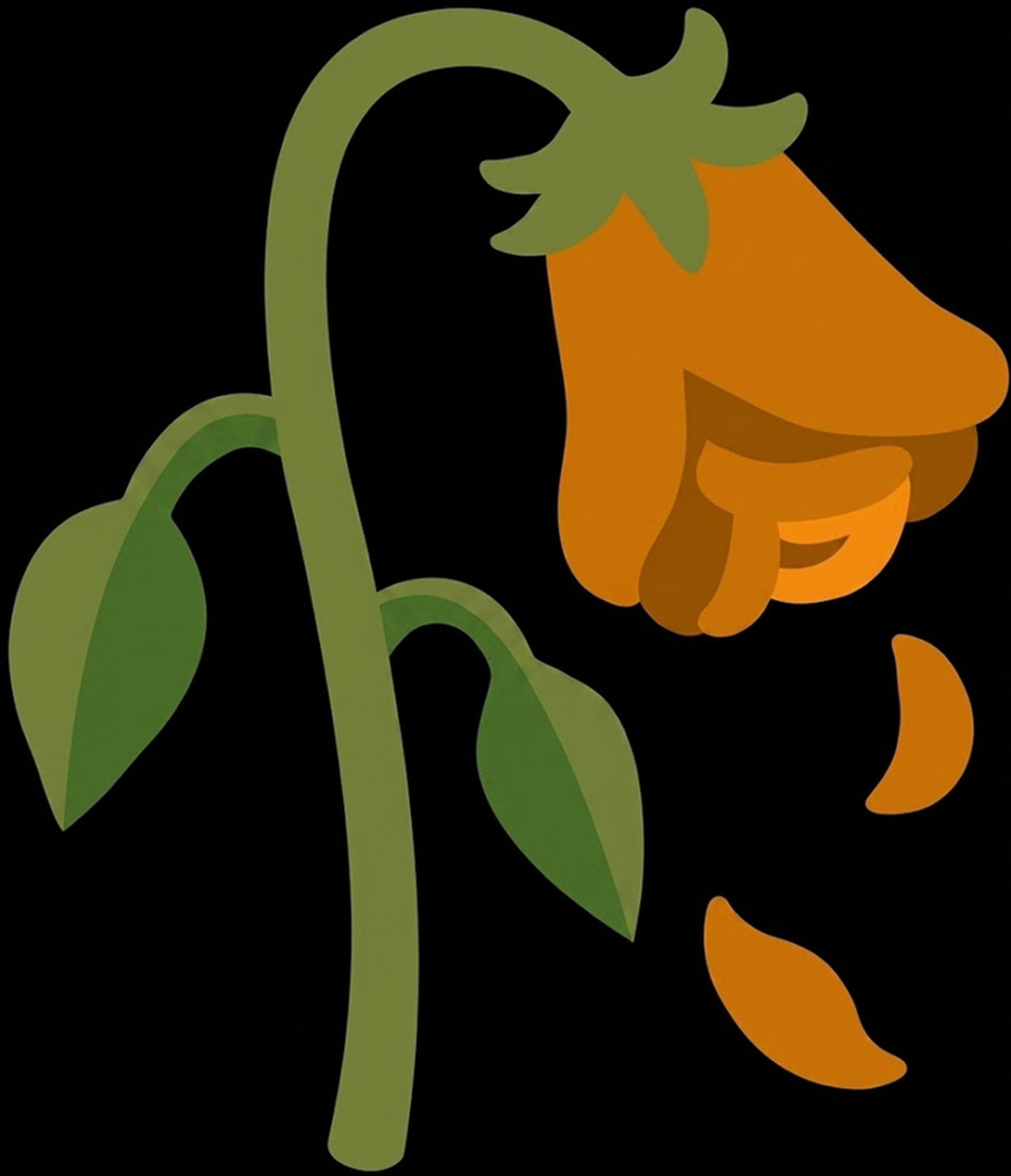 The wilted flower emoji, recolored with petals in Bitcoin's signature orange